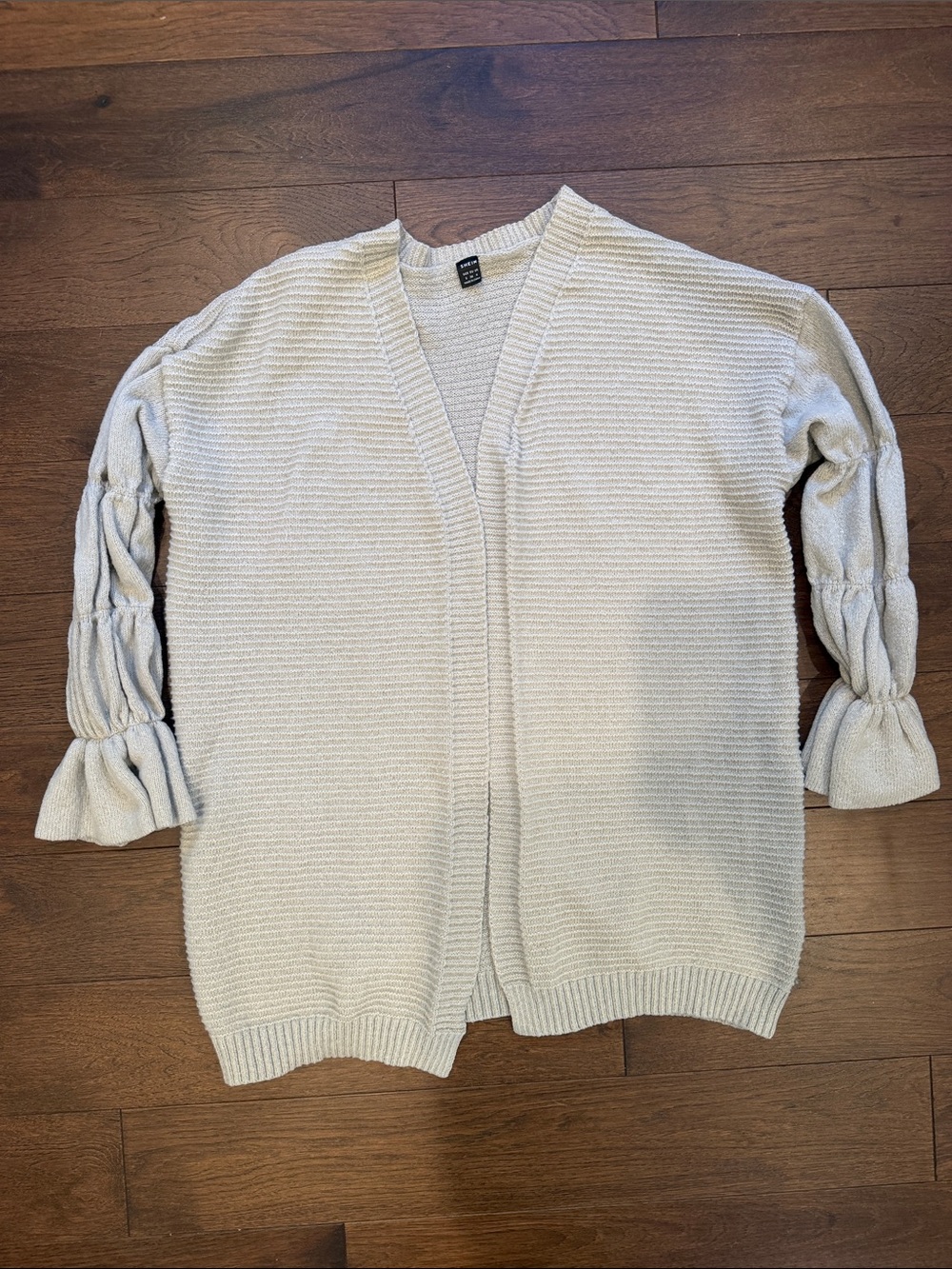 SHEIN Gray Open-Front Cardigan with Ruffle Bell Sleeve Size Small - C58-037